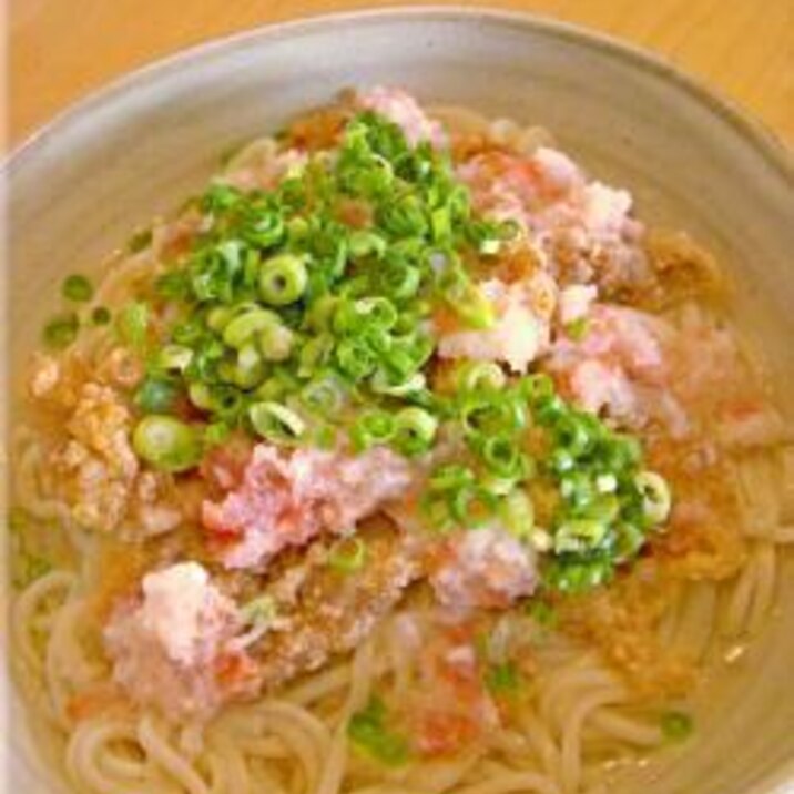 冷やしうどん☆冷しゃぶ肉と梅おろしつゆで！